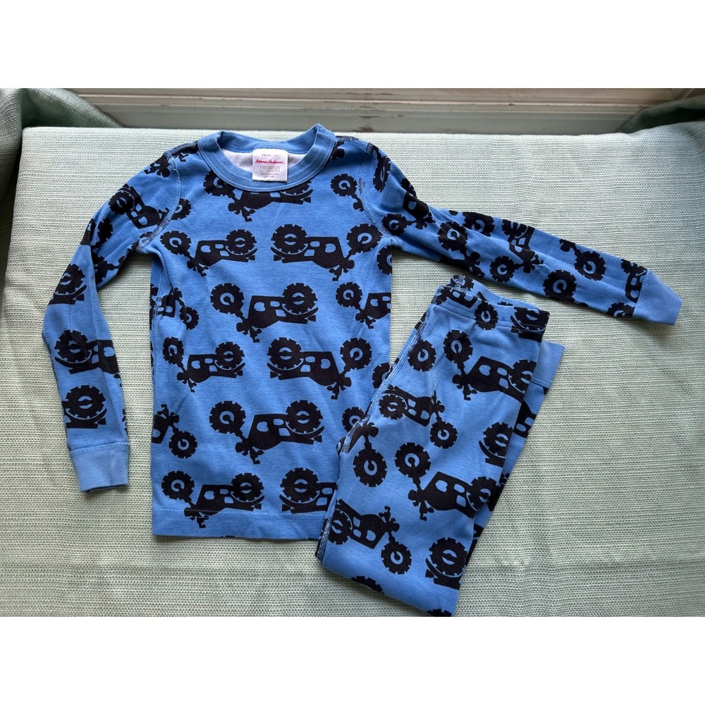 EUC Hanna Andersson Motorcycles Bikes Pajamas 2 Piece Set Size 5 110cm